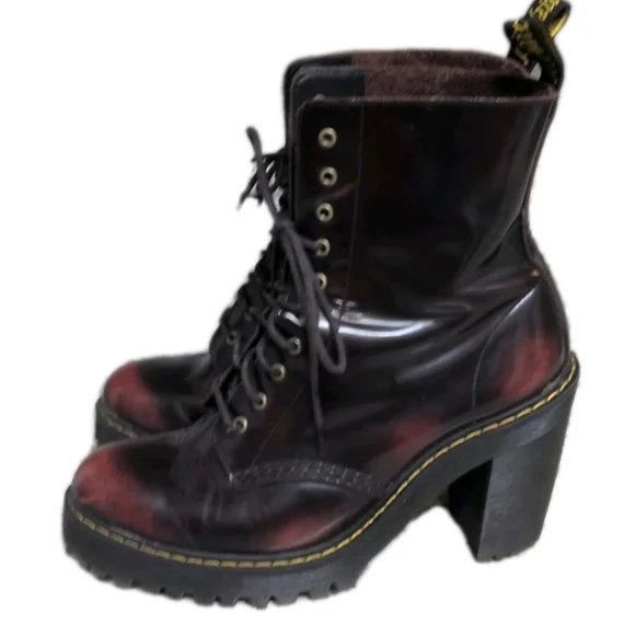 ✨SOLD✨ Dr Martens Kendra Cherry Red Arcadia Genuine Leather Boots Sz 10 - Picture 8 of 10
